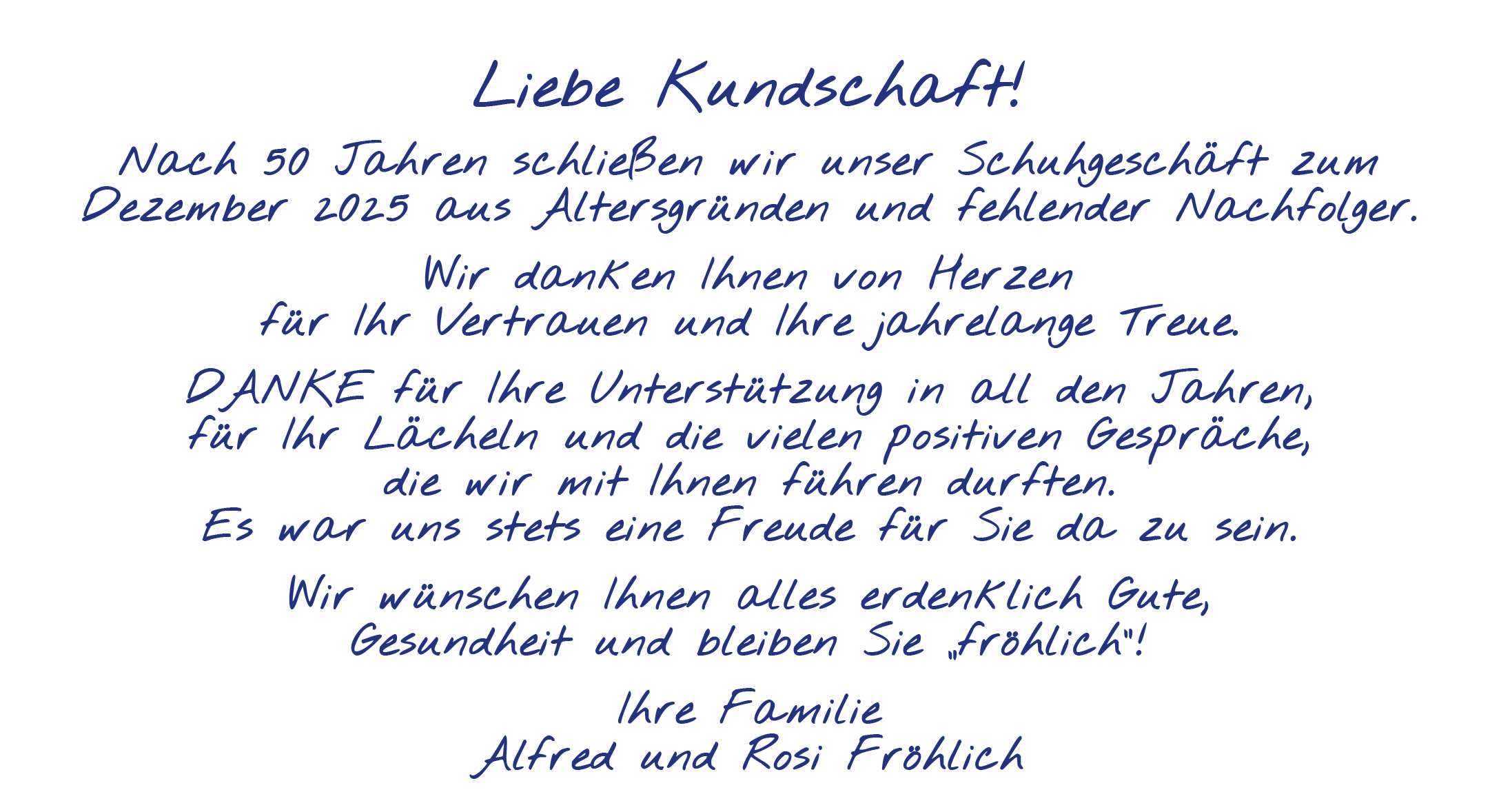Wir schliessen
